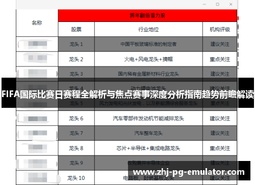 FIFA国际比赛日赛程全解析与焦点赛事深度分析指南趋势前瞻解读